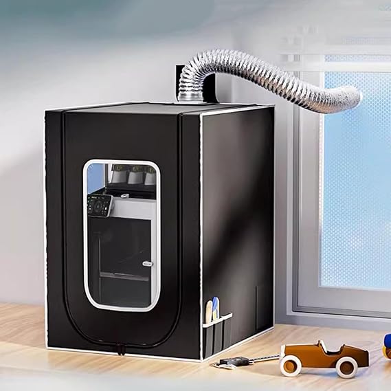 3D Printer Enclosure with Ventilation Kit, Dustproof Tent with LED Light, Protective Cover with Fume Extractor, Thermometer/Hygrometer, 55 x 65 x 78cm