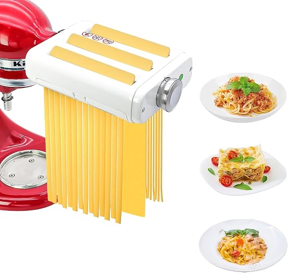 Pasta Maker Attachment Compatible with Kitchen Aid Stand Mixers 3 in 1 Pasta Roller, Noodle Maker Accessories