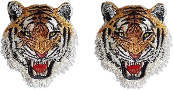 Tiger Iron on Patch Roaring Tiger Head Patch Embroidered Patches for Hat Clothes Bags Jeans
