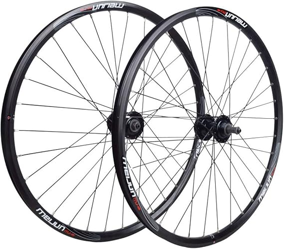 20/26インチ サイクリングホイール バイクホイールセット、マウンテンダブルウォールリム シールドベアリング Qrディスクブレーキ 6/7/8/9スピードホイールセットカラー:ブラック、サイズ26インチ