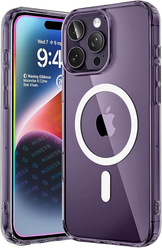 Minesk iPhone 14 Pro Max için Origin Serisi Magsafe ile Uyumlu Crystal Clear Super Şeffaf Materyal ve Yeni Nesil Manyetik Çember (14 Pro Max)