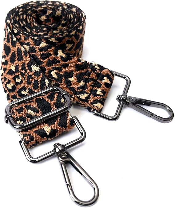 Purse Straps Replacement Crossbody 1-1/2 Inch Wide Animal Print Adjustable Shoulder Guitar Strap for Handbag