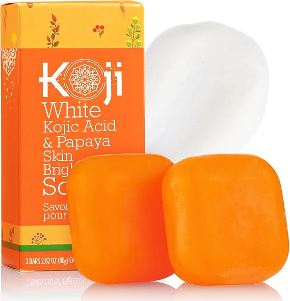 Kojic Acid & Papaya Skin Lightening Soap 80g/2 bar - Natural Glow, Freckles, Acne Scars, and Age Spots with Hyaluronic Acid for Smooth Face and Body