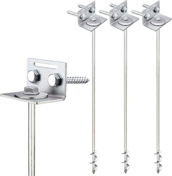 Ground Anchors Screw In - 24" Set of 4,6,8 with Brackets and Drill Bit - Earth Anchors - Mobile Home Anchors - Storage Shed Anchor Kit - Swing Set Anchors for Metal Swing Set - Playset Anchors - Ties