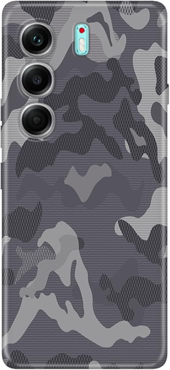 Compatible Case with Senada Tecno Camon 40 Pro 5G Protected Flexible Silicone Gray Camouflage with Retro Art Pattern
