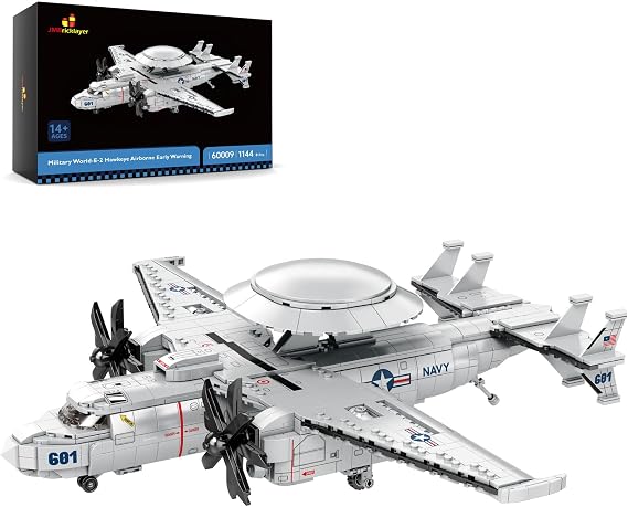 JMBricklayer 飛行機ビルディングブロックセット 大人用 ミリタリー E-2 ホークアイ 空挺 早期警戒 航空機 戦闘機 歴史的コレクション ホームディスプレイ 男性用 ギフト 1144個