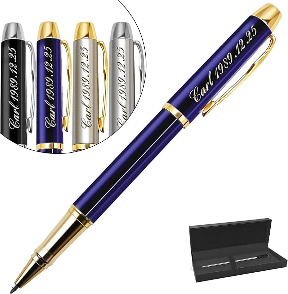 Aolun Personalised Pen,Customised Engraved Ballpoint Pen, Perfect Gifts for Birthday,Business,Party with Name, Slogan or Logo-Black Ink & 0.7mm (Blue Ballpoint Pen)