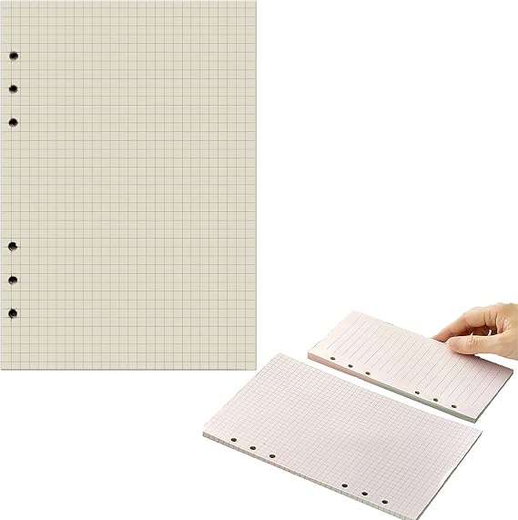A5 Refill Pad Paper 160 Pages/80 Sheets 6 Die-Cut Holes Insert Lined Paper Diary Inserts Refills for Notes Meetings Travel Records (Grid (A5)