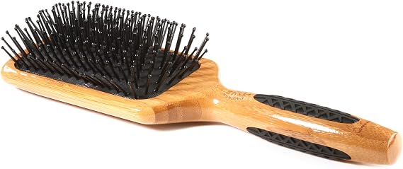 Brush - Large Square Paddle Brush Cushion Light Wood Handle Nylon Bristle Bass Brushes 1 Brush