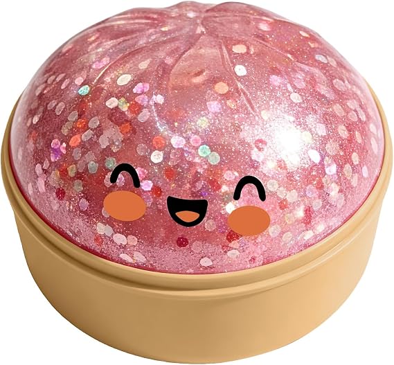 Glitter Dumpling Squishy Toy, Cute Soft Dumpling Squeeze Toy, Kawaii Handheld Fidget Toy for Relaxation, Desk Accessory and Gift for Kids and Adults (pink)