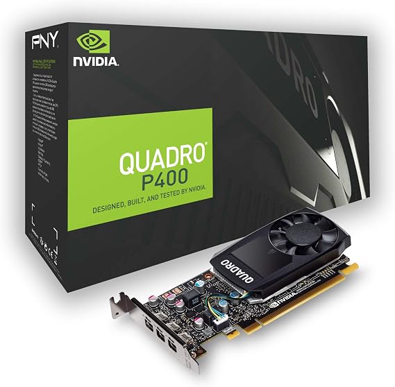 PNY Quadro P400 DVI Professional Graphic Card 2GB GDDR5 PCI Express 3.0 x16, Single Slot, 3x Mini-DisplayPort, 5K Support, Ultra-quiet active fan