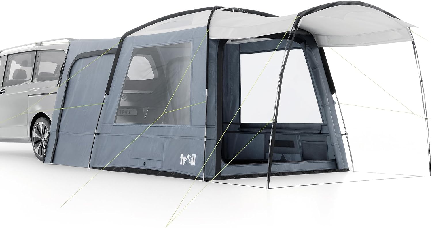 Trail Tailgate Awning FG Driveaway, Campervan Rear Extension Tent for Mid-Sized Vans & Large SUVs, 5000mm Waterproof, UPF50+ UV Protection, Skylights & Ventilation, Road Trip Camping Shelter