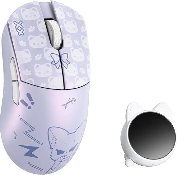 WLMOUSE Huan 48g Ultra-Lightweight Magnesium Alloy Gaming Mouse,8K Voice & Display Receiver, Dual 8K Wireless/Wired, PAW3950HS Sensor, RGB Wheel Lighting, Nordic 54H20 (Nekko(OM Switch))