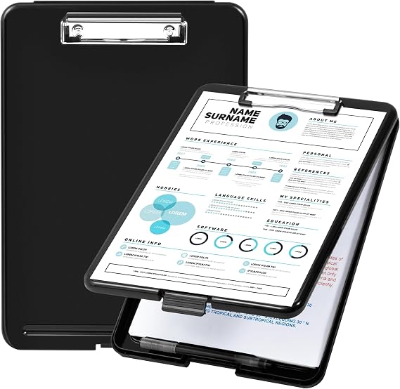 Amazon Basics Plastic Storage Clipboard,Black, 2-Pack