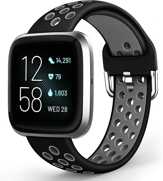 スポーツバンド Fitbit Versa/Versa 2 / Versa Lite対応 ソフトシリコン 防水 通気性 ストラップ 交換用 エアホール リストバンド レディース メンズ