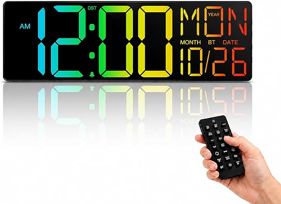 Maxstar 18" Large LED Digital Wall Clock with Remote Control