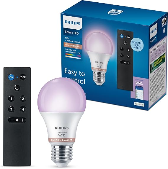 Philips Smart Lighting, LED RGB A60 Light Bulb with Remote [Energy Class F]