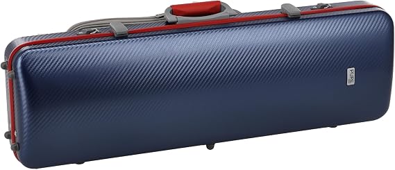 GEWA Violin Case FUN Series Polycarbonate 4/4-1/2 Size Blue/Red, Interior Black, 2 Removable Backpack Straps, Accessory Pocket, Padded Suspension, Additional Side Handle