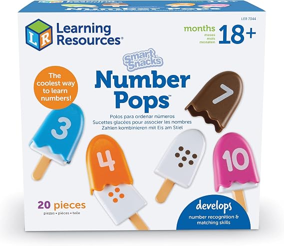 Learning Resources Smart Snacks Number Pops, Ages 2+, Set of 10, Early Maths Toy for Counting, Number and Colour Recognition Skills
