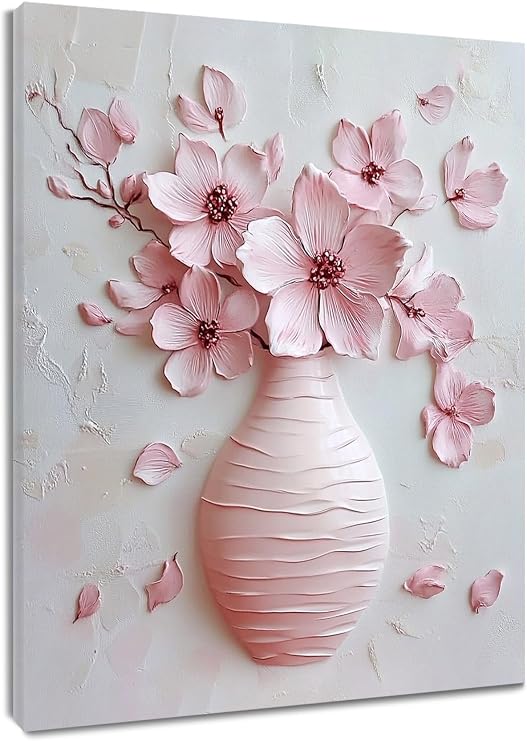 LB ピンク フローラル ウォールアート バスルーム用 桜 ウォールデコ 8x10インチ