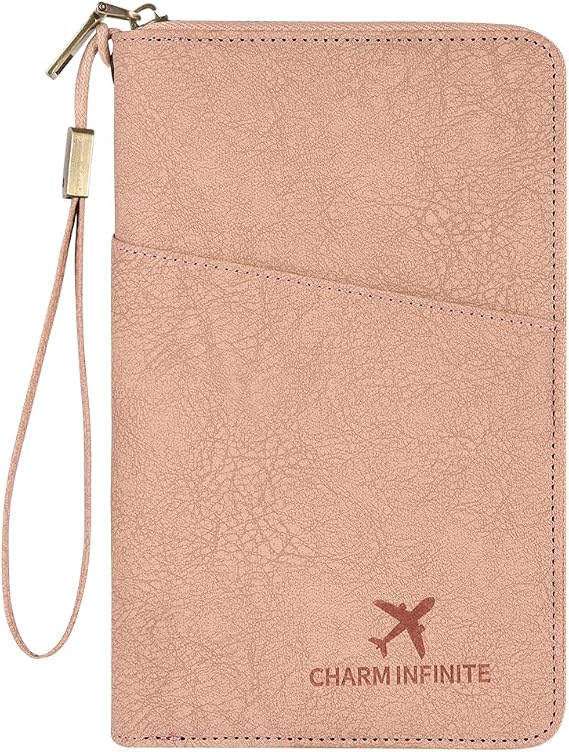 Travel Wallet, Family Passport Holder, RFID Blocking Travel Accessories Document Organiser, Travels Document Holder for Tickets Waterproof Cover Holiday Essentials Case for Man &amp; Woman Pink
