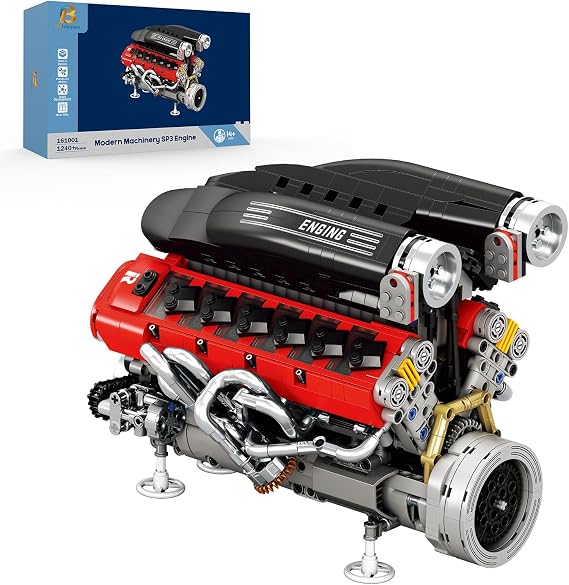 V12 Engine Building Model Kits for Adults, 65° V-Angle Motorized Working Model Engine with Moving Pistons, Mechanical STEM Construction set for Display, Gift for Car Enthusiasts