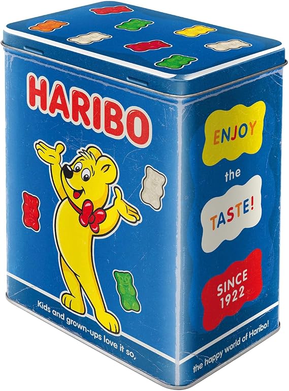 Nostalgic-Art Haribo Retro Storage Jar L 3 L Enjoy the Taste Blue Gift Idea for Sweet Tooth Original Licensed Product (OLP) Large Tin Tin Vintage Design