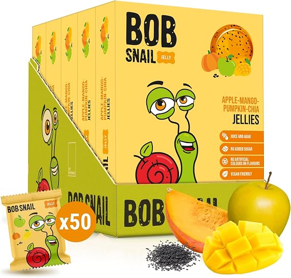 Bob Snail Fruit Snacks Jelly, Mango Pumpkin & Chia, 50 pcs (450g)