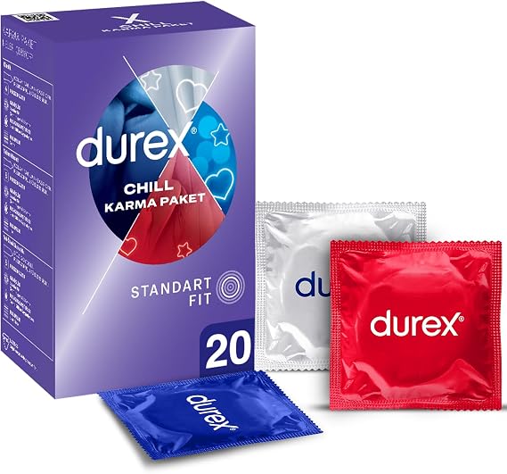 Durex Chill Karma Prezervatif, 20'Li 1 Paket (1 x 20 Adet), Düz, Kokusuz, Lateks