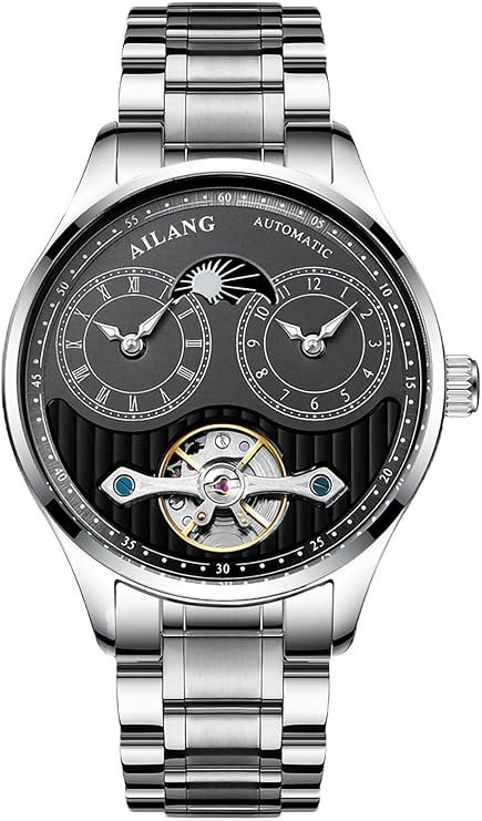 Men's Automatic Watch Dual Time Clown Moon Phase Ailang Series Watches