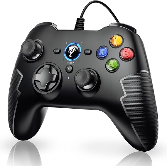 EasySMX PC denetleyicisi, oyun kumandası Joystick, çift titreşimli, turbo ve ön tuşlu, Windows/PS3 / Android TV Box için