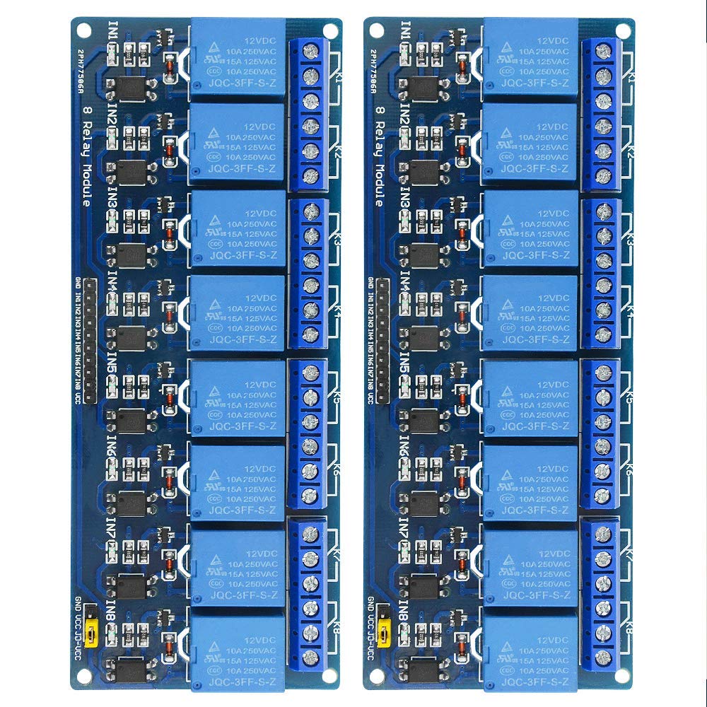 BGTXINGI 2Pcs 8 Channel Relay With Light Coupling 12V Expansion Plate Load Controlled Switch Supports AVR51PIC Control