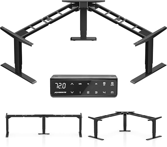 MAIDeSITe Height-adjustable corner desk frame - table frame 3 motors 3 legs/4 memory functions. Soft start/stop