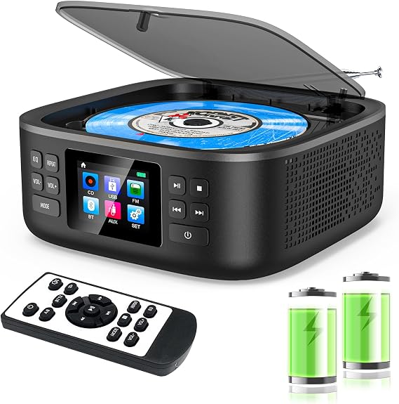Tragbarer CD Player mit Bluetooth Akku CD Player Tragbar mit Lautsprecher
