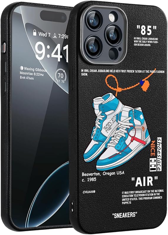クールなデザイン電話ケース iPhone 15 Pro用 男の子用 メンズ 美的 耐衝撃 バスケットボール スニーカー スポーツ デザイナーケース iPhone 15 Promax対応 ブルー