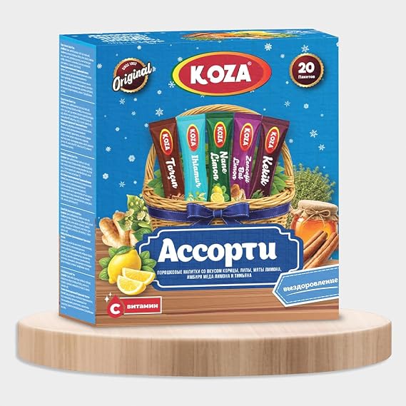 KOZA Asorti Kış İçeceği, Tarçın, Ihlamur, Nane Limon, Zencefil Bal Limon ve Kekik Aromalı, Vitamin C İçerikli, 20 Stick