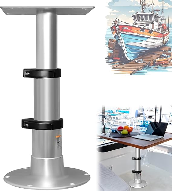 Adjustable RV Table Pedestal Stand Leg with Gas Lift, 3 Levels Pneumatic Table Leg Base Mount for Rv Marine Boat Yacht, One-Leg Lifting System Force up to 225 Lbs and Stroke 13 to 28 Inch