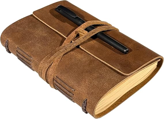 Brown Notebook Journal - Best Genuine Cool Leather Journals for writers Small Size Diary 5.5x7.5 Inch, Notepad For Man and Women, Gifts,Work,Traveler,Personal