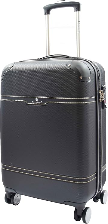 House Of Leather Four Wheel Suitcase Hard Shell Luggage Cabin Expandable Sizes Large Medium Deluxe Black (Cabin | 55x36x20cm/ 2.80KG, 35L)