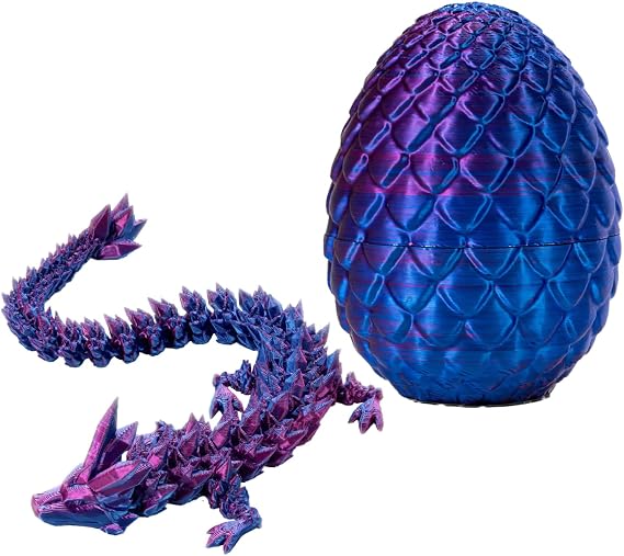 3D Printed Dragon Eggs Dragon Egg Fidget Toys 3D Articulating Gemstone Crystal Dragons Egg Figurine Drago Eggs with Drago Inside Easter Eg Desk Toys Home Office Decor
