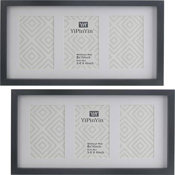 Multi Photo Frames 3-6x4'' Black 2Pack frames 4x6'', College frames 3-4x6'' Family Photo Frames, Multiple Photoes 4x6'Picture frames for Tabletop and Wall Hanging.