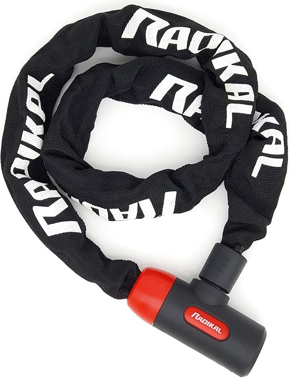 RADIKAL RKX120 Anti-Theft Bike Lock, Chain 120 cm Ø8 mm Cemented Steel and Lock with Key High Security, More Compact, Anti-Scratch, Multi-purpose Anti-Theft for Bike, Motorcycle, Scooter