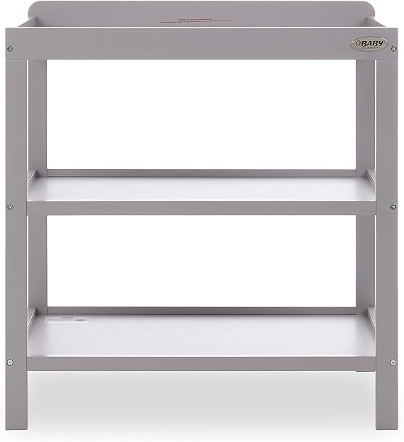 Obaby Open Changing Unit, Warm Grey Nursery Changing Station with Open Storage Shelves for Nappies, Wipes and Baby Essentials
