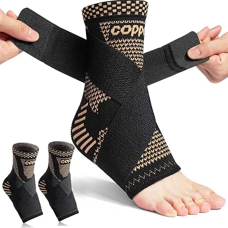 2 Pack Ankle Brace, Adjustable Ankle Support with Strap for Sprained Ankle