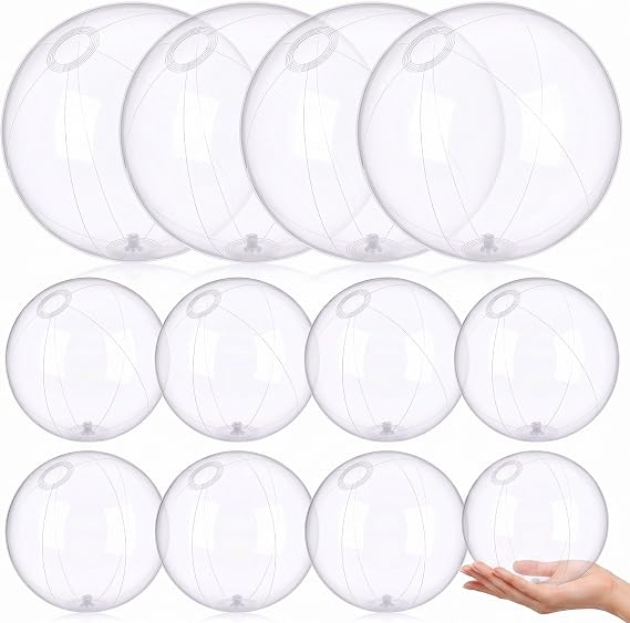 Hungdao 12 Adet Şişirilebilir Şeffaf Plaj Topu Şişirilebilir Şeffaf Balonlar Şeffaf Yüzme Havuzu Parti Topu Yaz Plaj, Havuz ve Parti Hediyesi (40 cm, 61 cm)