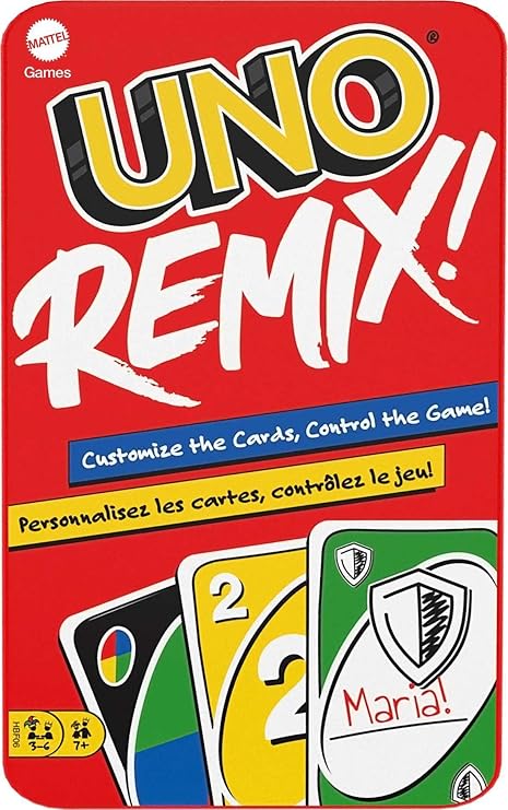 Mattel Games - UNO Version Remix, Customize Cards and Win, Card Game for Family and Children 7+ Years, HBF06, Sustainable Packaging