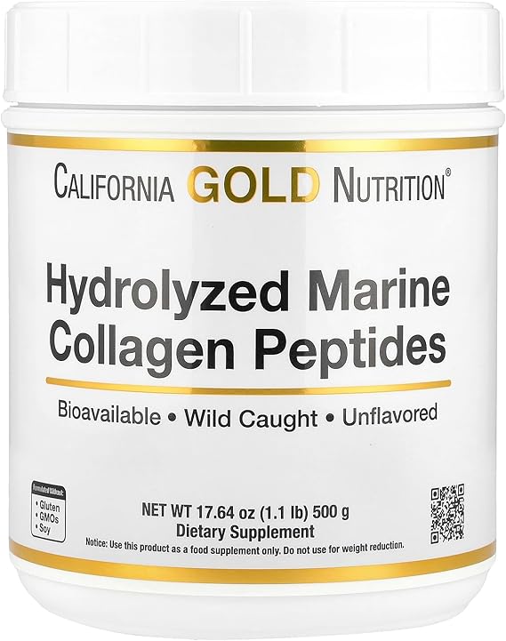 Hydrolyzed Marine Collagen Peptides, Unflavored, 1.1 lb (500 g), California Gold Nutrition