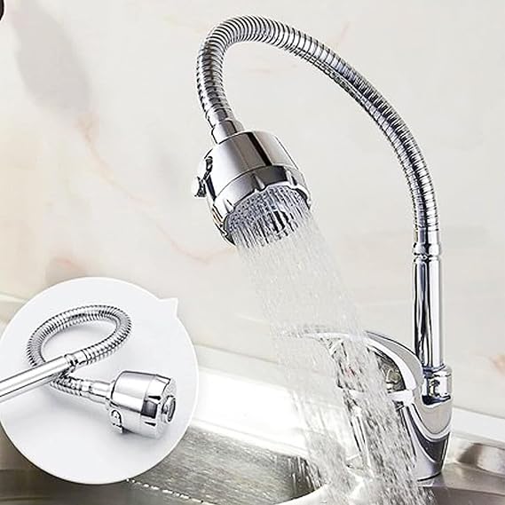 Orret Home Spiral Başlı 2 Fonksiyonlu Hareketli Dönebilen Hortumlu Musluk Ucu Tasarruflu Oynar Başlıklı Krom