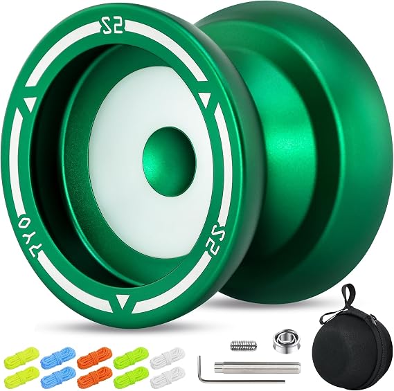 S2 Responsive Yoyo Professional Metal Yoyo for Kids Beginners Interchangeable Non-Reactive Yoyo Advanced Trick Yoyo Player Dual Purpose 10 Yoyo Strings Yoyo Case Bearing Removal Tool