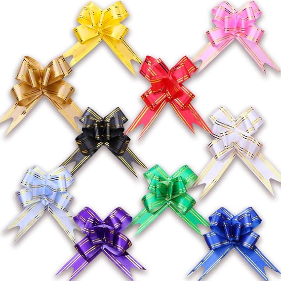 Jonami 200 x Small Decorative Ribbon Gift Bows, Butterfly Knot Bows for Christmas, Birthdays and Weddings – 200 Pieces, 4.5 cm –